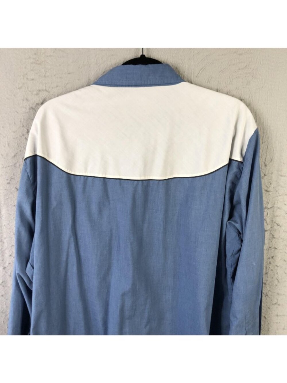 Western Shirt Mens XL Chambray Embroidered Snap Cowboy Ranch Rodeo Scrolls Thin - Picture 9 of 15